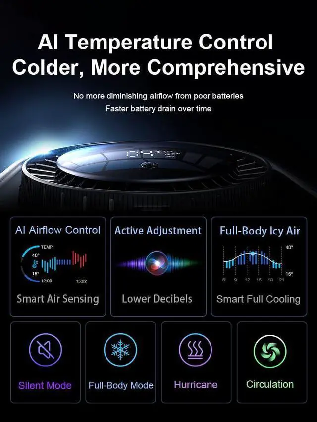 Alt view image 12 of 13 - 2026 New Desk Fan, Quiet Air Circulator Mini Fan for Bedroom, Portable Smart Display USB Fan, 4 Speeds Strong Airflow, 120°Tilt, Small Desktop Table Fans For Office Bedside Room, Translucent Black