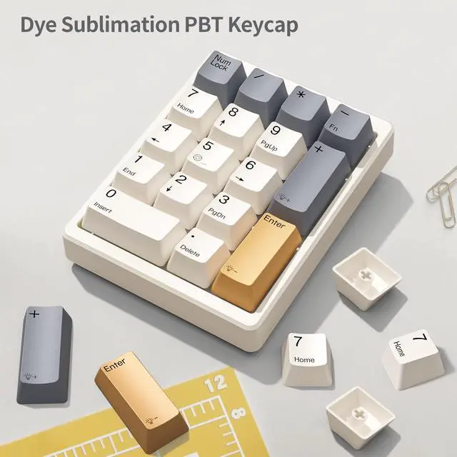 Alt view image 14 of 14 - KN17 Wired Mechanical Number Pad- 17 Keys Hot Swappable Numpad with White Backlight& PBT Keycaps for Laptop PC Compact Keyboards(Retro Beige, Blue Switch)