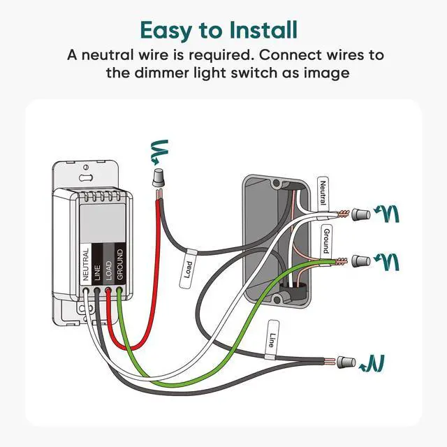 Alt view image 10 of 13 - Smart Dimmer Switch, Single-Pole Smart Switch for Dimmable Bulbs, 2.4GHz WiFi Smart Light Switch Works with Alexa and Google Home, APP Remote Control, Neutral Wire Required