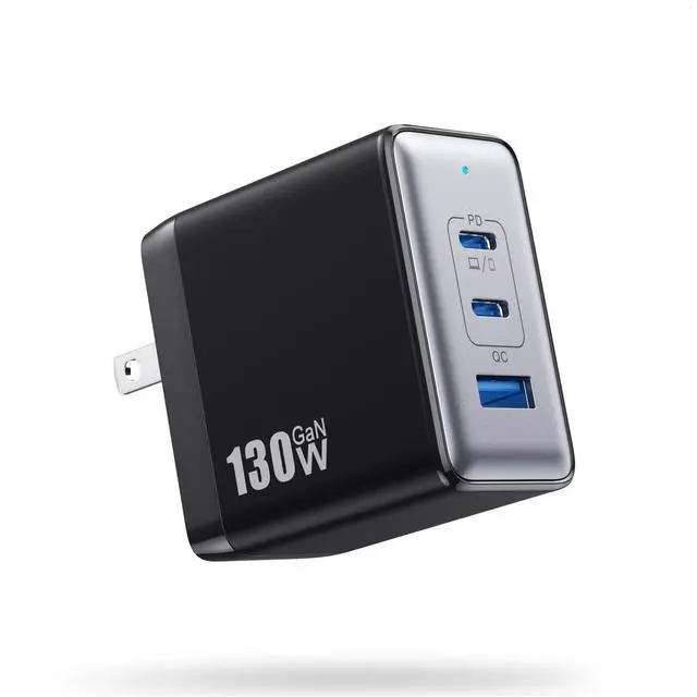 Alt view image 8 of 11 - 130W USB C Charger Block,3-Port GaN Fast Charger,Compact Foldable Type C Fast Charging Wall Charger,PD QC 65W USB C Laptop Charger for MacBook Pro/Air,iPad Pro,iPhone 17/16/15/14,Galaxy,Dell XPS etc