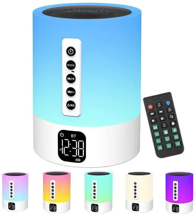 Alt view image 8 of 14 - Alarm Clock Bluetooth Speaker, Night Light White Noise Machine Touch Bedside Lamp with Alarm Clock for Kids Multi-Color Changing Night Light Xmas Gifts for Teenage Girls Boys Women Teen Girl Gifts