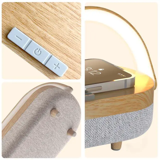 Alt view image 10 of 14 - Nightstand Lamp with Wireless Charger,Unique Gifts for Women 4 in 1 Touch Bedside Lamp,Bluetooth Speaker Lamp,Portable Phone Holder,Dimmable LED Night Light Birthday Gifts for Her, Him, Mom,Dad