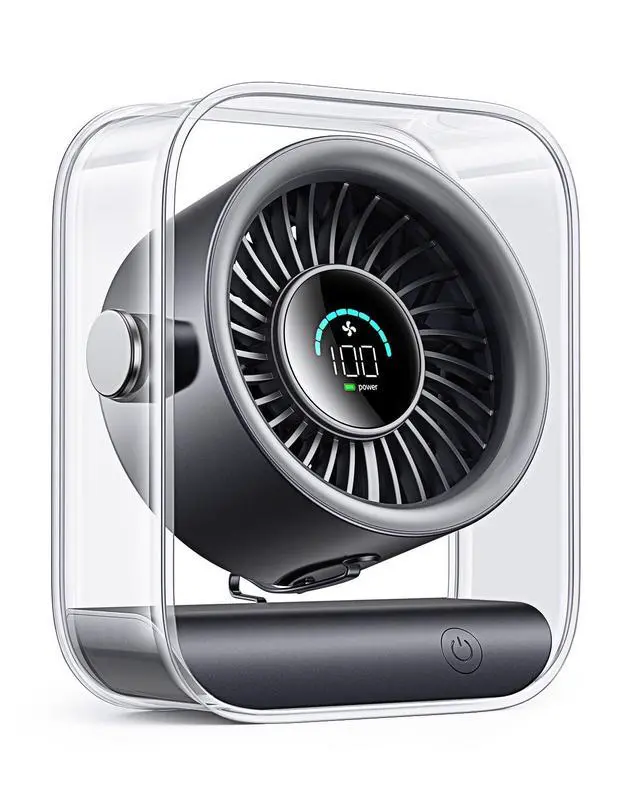 Alt view image 8 of 13 - Portable Desk Fan for Bedroom, Rechargeable Small Table Fan with 100 Speeds, 90° Rotation, Turbo Airflow, LED Display, Quiet Personal USB Cooling Fan for Office Home Travel Camping, Black