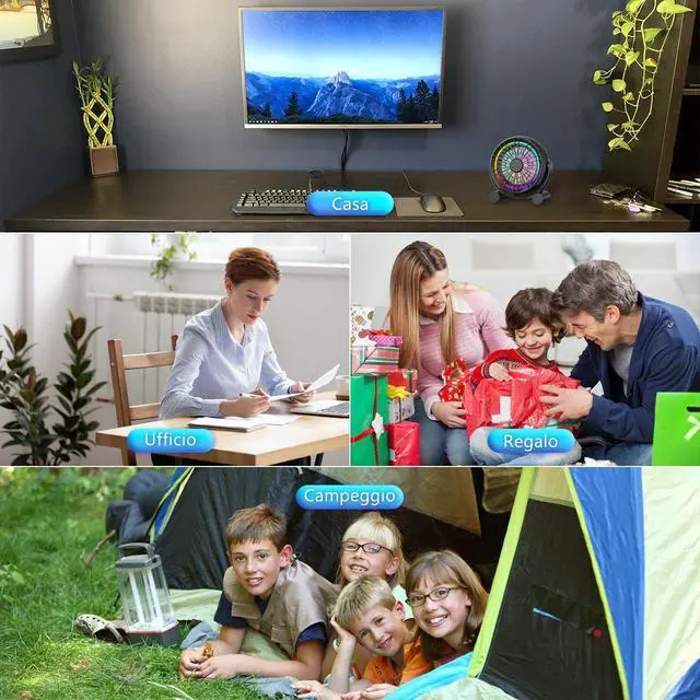 Alt view image 7 of 7 - USB RGB Desk Fan - 3 Speeds Quiet Portable Table Fan, 8 Color LED Lights, 360° Rotation, Small Fan for Home Office Desktop Bedroom