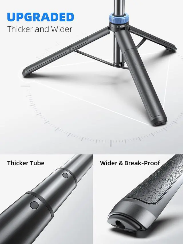 Alt view image 8 of 12 - 62" Phone Tripod & Selfie Stick, Extendable Photography Light Stand with Wireless Remote, Solidest, Portable, Lightweight, Compatible with iPhone/Android Phone