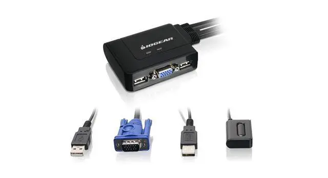 Alt view image 5 of 8 - 2-Port USB VGA Cabled KVM Switch - 2048 x 1536 - Remote Button Switch - Plug n Play - PC, MAC, SUN - GCS22U