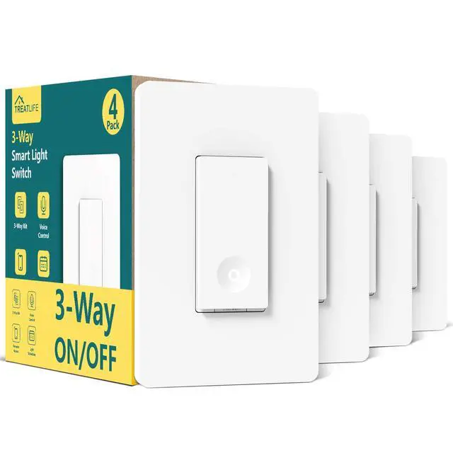 Alt view image 8 of 12 - 3 Way Smart Switch 4 Pack, Neutral Wire Required, 2.4GHz WiFi Smart Light Switch Works with Alexa and Google Home, Remote Control, FCC Certified, No Hub Required