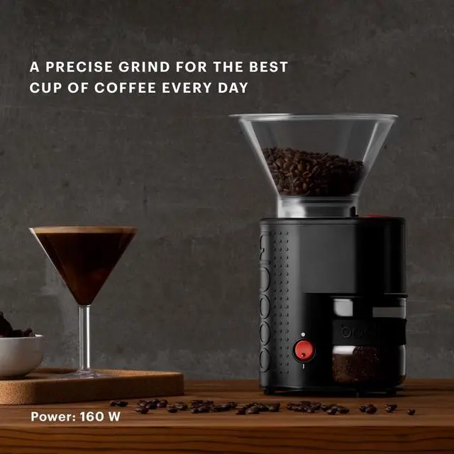 Alt view image 6 of 8 - Bistro Electric Conical Burr Coffee Grinder, Preset Timer, 12 Grind Settings, Black