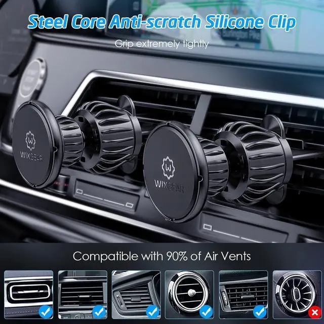 Alt view image 10 of 14 - [2 Pack Universal Air Vent Magnetic Phone Holder for Car, Phone Mount for Car for Cell Phones and Mini Tablets (New Upgraded Vent Locks)