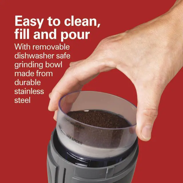 Alt view image 9 of 12 - Fresh Grind Electric Coffee Grinder for Beans, Spices and More, Stainless Steel Blades, Removable Chamber, Makes up to 12 Cups, Black