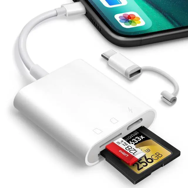 Alt view image 7 of 12 - SD Card Reader for iPhone iPad, Digital Trail Camera SD Card Viewer with Dual Slot for MicroSD/SD, Lightening&USBC Dual-Connector Memory Card Adapter for Photography, Plug and Play