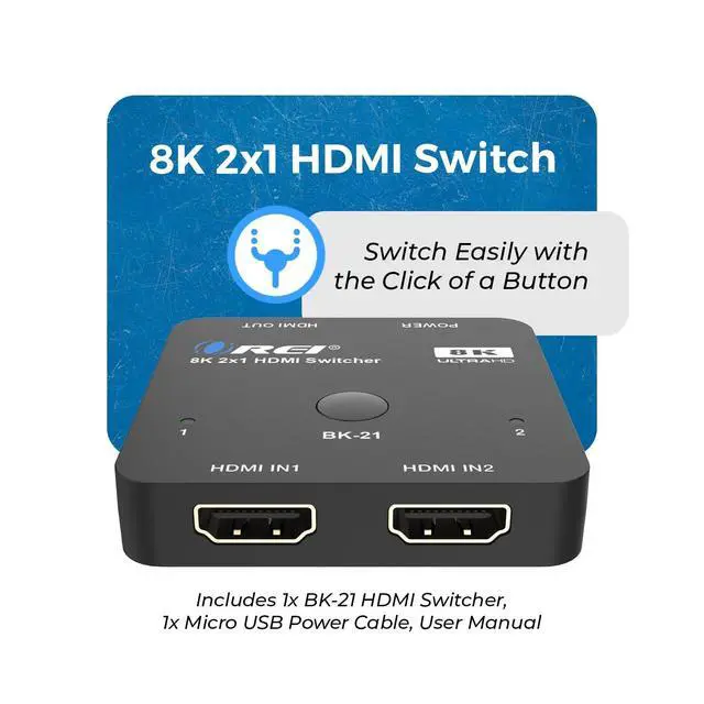 Alt view image 9 of 13 - 8K 2x1 HDMI Switch 4K@120hz - Auto HDMI Selector 48Gbps High Resolution Switch Between 2 Inputs Perfect for Gaming, PS5, Xbox, HDR10, Dolby Vision