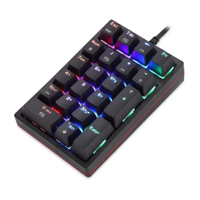 Alt view image 8 of 14 - Macro Mechanical Numeric Keypad USB Wired 21 Keys Mini Numpad Portable Keypad RGB Backlight Gaming Keypad Extended Layout for Cashier(Fully Programmable Keys)