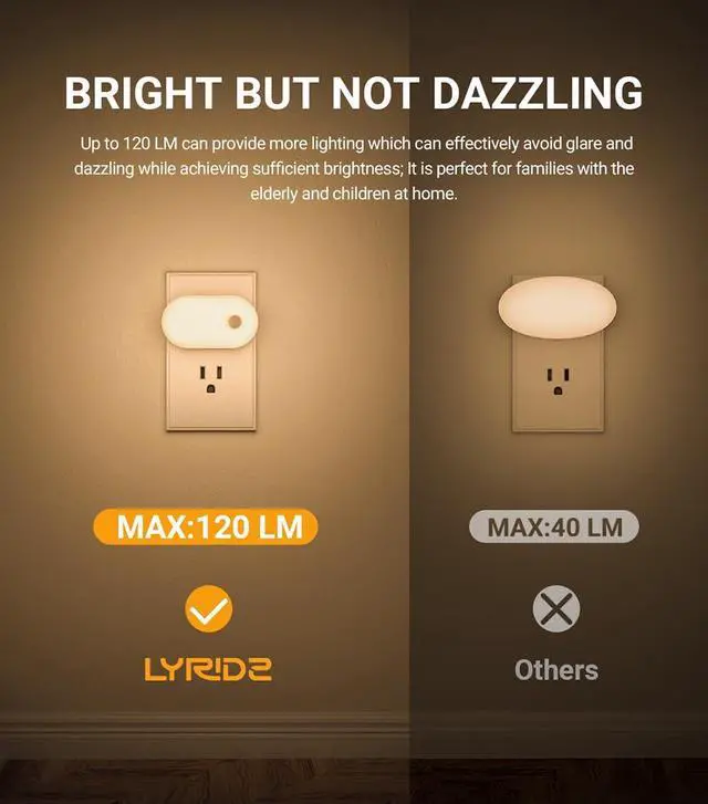 Alt view image 9 of 11 - 120LM Ultra Bright Plug-in Motion Sensor Night Light, Stepless Dimmable LED Nightlight, Always-On and Auto-Off, for Hallway, Stairs, Bathroom, Bedroom, Garage, Warm White (6-Pack)