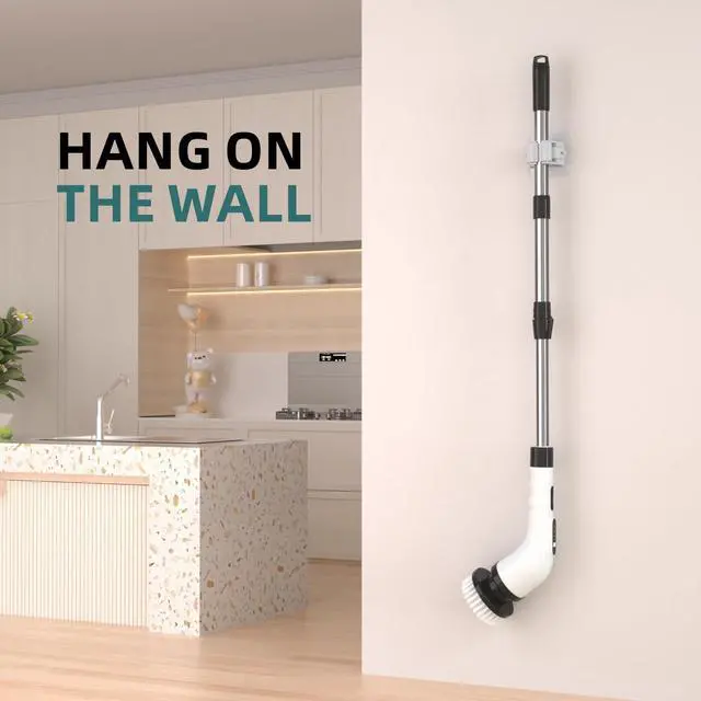 Alt view image 14 of 14 - Electric Spin Scrubber for Cleaning, 9 in 1 Changeable Bathroom Scrubber with Power Display, Long Cordless Cleaning Brush, Cordless Shower Cleaner Brush for Bathtub Kitchen Wall Cleaning