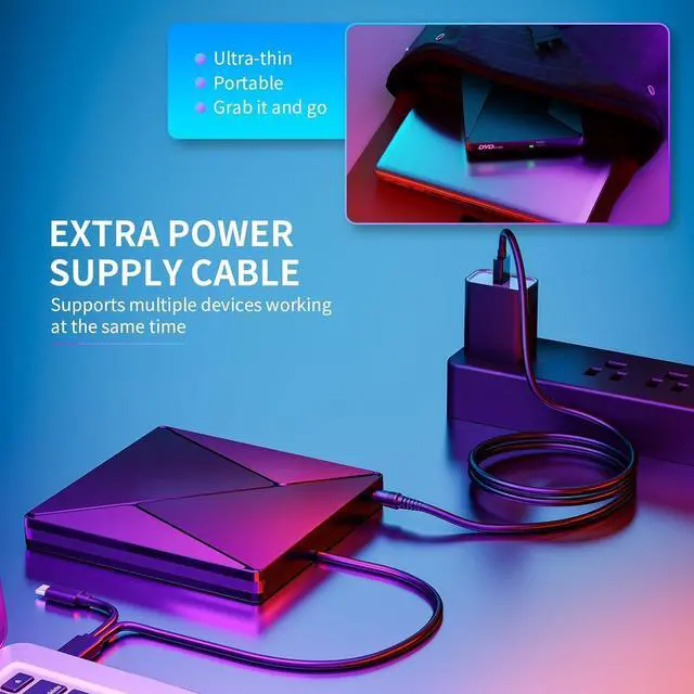 Alt view image 9 of 14 - Umaniy DVD Player for Laptop, External CD Drive for Mac, USB 3.0 USB C Portable CD Burner External Disk Drive, DVD Reader Writer ROM Drive Compatible with Laptop Desktop Mac,Windows 10/8/7 Linux