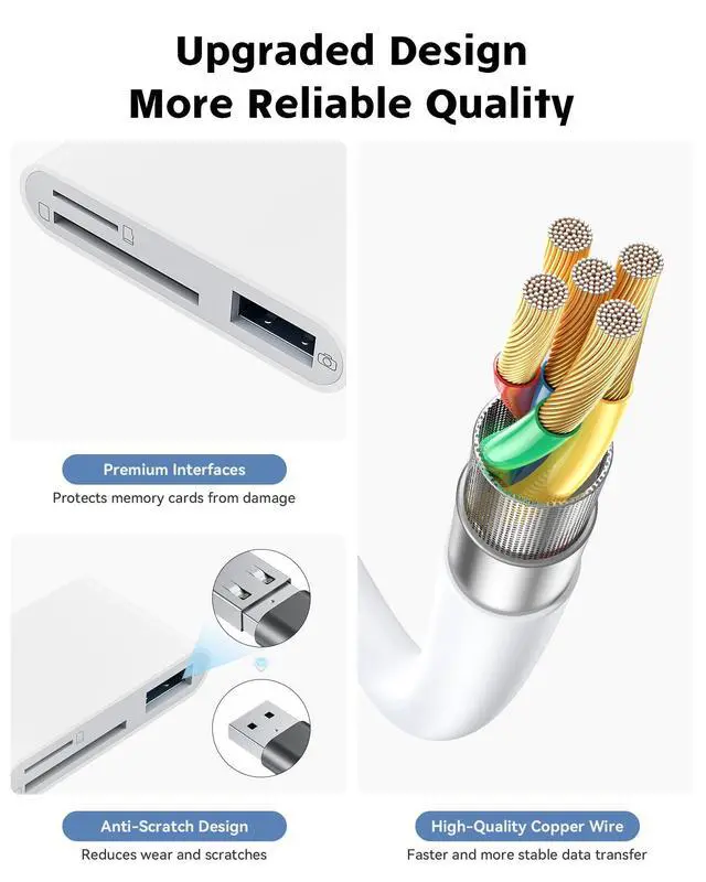 Alt view image 9 of 10 - SD Card Reader for iPhone iPad Camera with USB C, Dual Card Slot USB 3.0 Memory Card Reader Supports SD/TF Card Trail Camera Viewer SD Card Adapter Portable Micro SD Card Reader No App Plug and Play