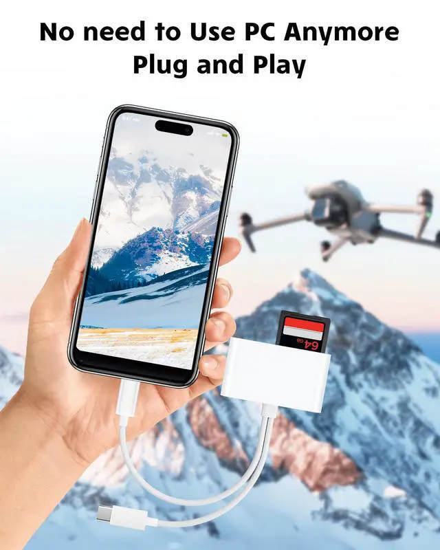 Alt view image 10 of 10 - SD Card Reader for iPhone iPad Camera with USB C, Dual Card Slot USB 3.0 Memory Card Reader Supports SD/TF Card Trail Camera Viewer SD Card Adapter Portable Micro SD Card Reader No App Plug and Play