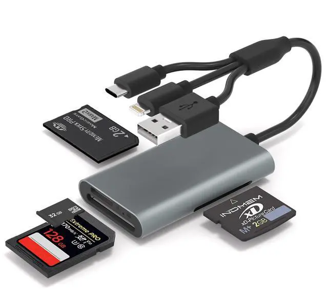 Alt view image 8 of 12 - Memory Stick Pro Duo Adapter - 4 in 1 SD/TF/MS/XD Card Reader for iPhone 16/15/14/iPad/PC/Android/MAC, Lightning/USB-C/USB-A Multi Memory Card Reader Digital Camera Adapter for Sony Cybershot SD Card