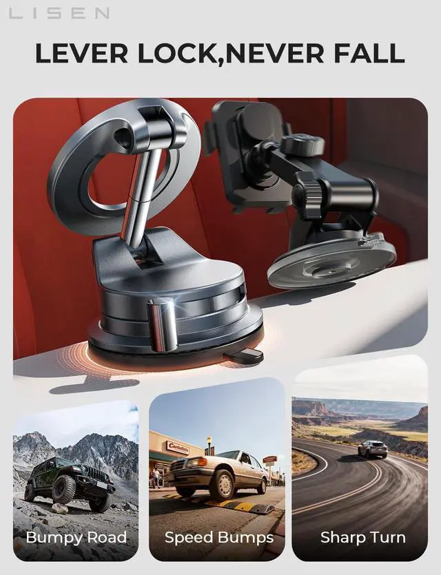 Alt view image 11 of 13 - for Magsafe Car Mount, Magnetic Phone Holders for Your Car, Vacuum Phone Mount for Car Accessories for Women Men Jeep BMW, SuctionPro Gifts Kits, for iPhone 17 Pro Max 16 15 14 13 12