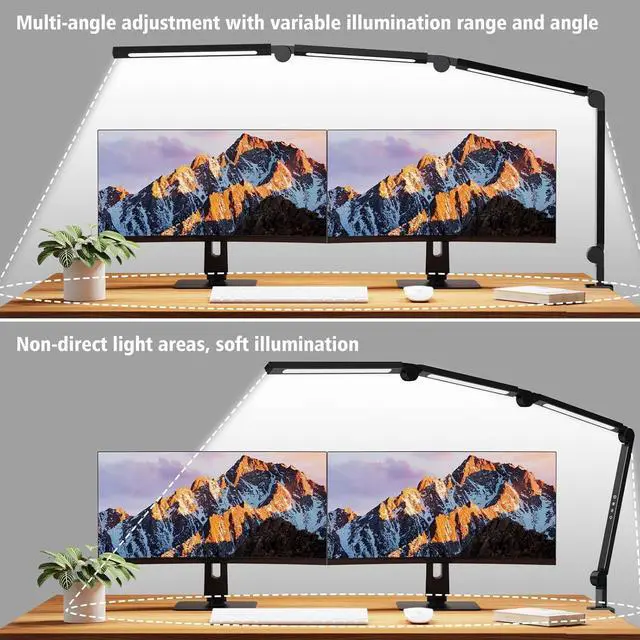 Alt view image 13 of 14 - Bright LED Desk Lamp with Clamp,Eye Caring Architect Led Desk Lights with Adjustable Swing Arm for Office Home,Dimming and Tempering Led Table Light