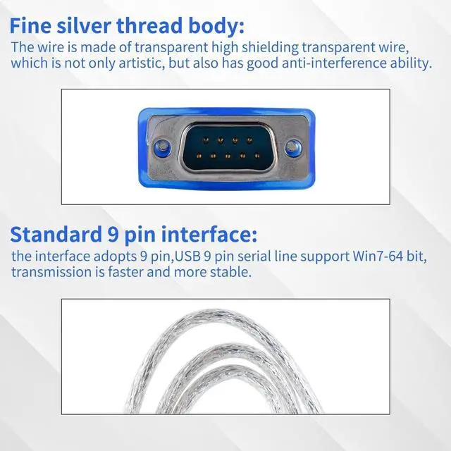 Alt view image 10 of 14 - USB 2.0 to Serial DB-9 RS232 Adapter, Windows 7/8/10/11/32/64/XP/RS232 to USB Converter