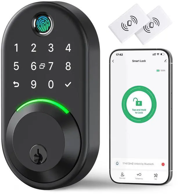 Alt view image 7 of 12 - Smart Deadbolt Door Lock with Keypad:Fingerprint Keyless Entry Deadbolt,Digital Smart Locks for Front Door,Electronic Code,Easy Installation