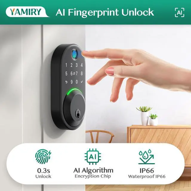 Alt view image 9 of 12 - Smart Deadbolt Door Lock with Keypad:Fingerprint Keyless Entry Deadbolt,Digital Smart Locks for Front Door,Electronic Code,Easy Installation