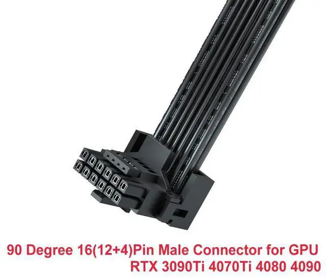 Alt view image 8 of 10 - PCI-e 5.0 12VHPWR 16Pin Right Angle Adapter Female to Male Extension Cable, 16AWG 600W 12VHPWR 90 Degree Adapter for Graphic Card GPU 12+4pin RTX 3090Ti 4070Ti 4080 4090 (Type A)