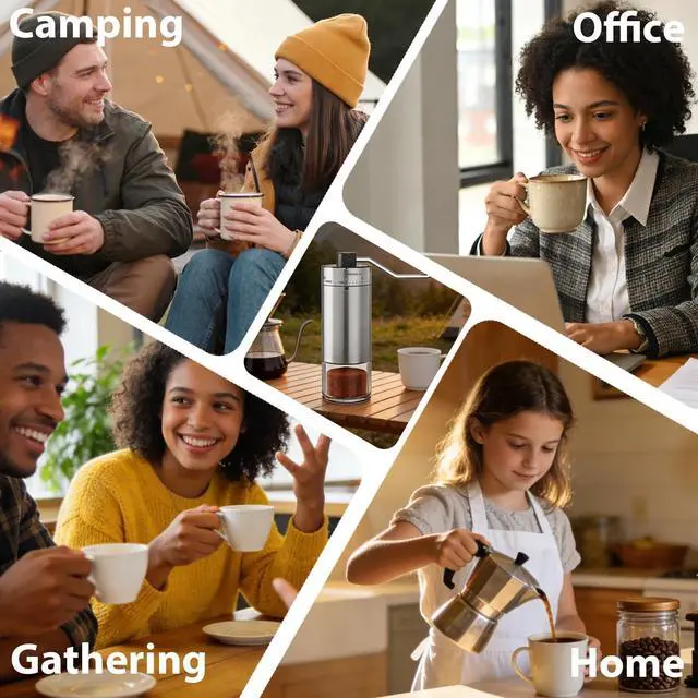 Alt view image 13 of 13 - Manual Coffee Grinder 40 External Adjustable Settings, Ceramic Conical Burr Stainless Steel Hand Coffee Bean Grinder, Portable Coffee Mill for Espresso, Pour Over, French Press, Camping Travel