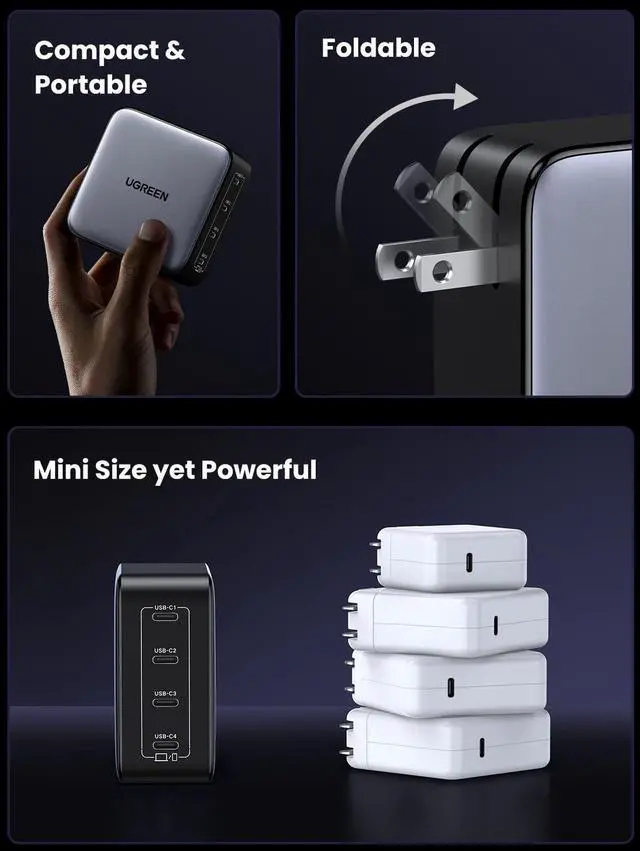 Alt view image 12 of 13 - Nexode 100W GaN USB C Wall Charger, 4-Port Type-C Fast Charger Compatible with MacBook Pro/Air, Dell XPS, iPhone 17/16/15 Series, Galaxy S25/S24, Pixel 10/9, iPad Air, Steam Deck