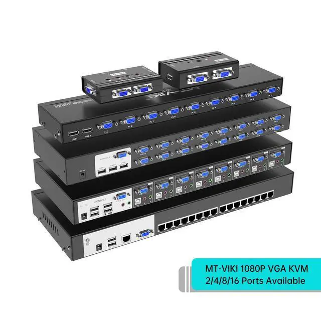 Alt view image 9 of 12 - VGA KVM Switch, 2 Port USB VGA KVM Switch for 2 Computers Share 1 Monitor Keyboard Mouse Printer, + 2 KVM Cables