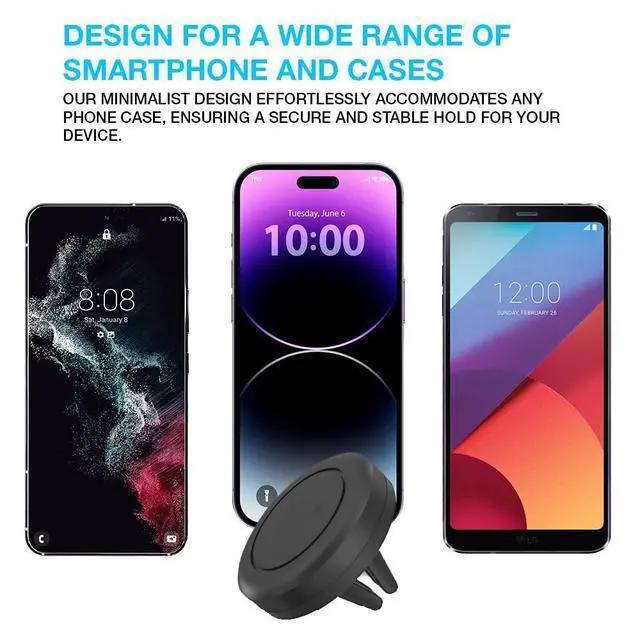 Alt view image 10 of 12 - Car Vent Phone Mount, 2 Pack Universal Automobile Air Vent Cradles Magnetic Smartphone Holder Compatible with iPhone 14 13 12 Pro Max XR Plus G Android, Mini Tablet, LG (Metal Plate Included)