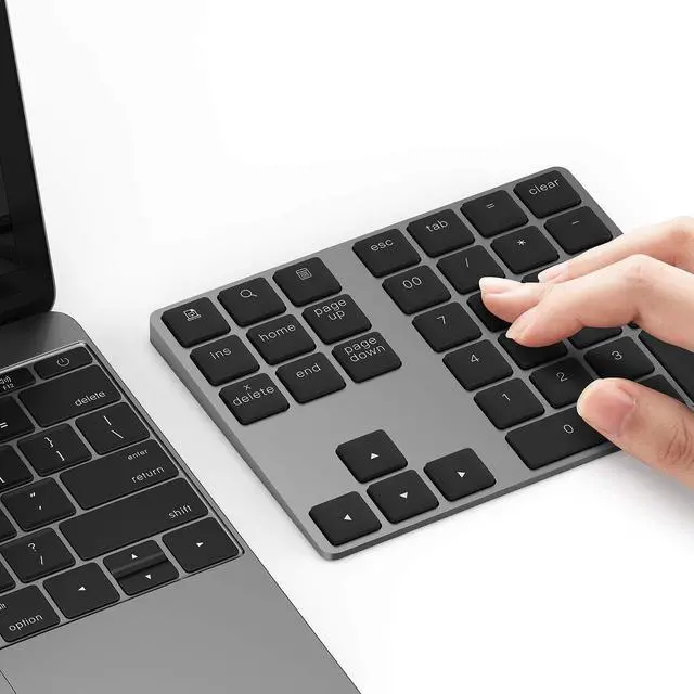 Alt view image 8 of 14 - Bluetooth Number Pad, Aluminum Rechargeable Wireless Numeric Keypad Slim 34-Keys External Numpad Keyboard Data Entry Compatible for Macbook, MacBook Air/Pro, iMac Windows Laptop Surface Pro etc
