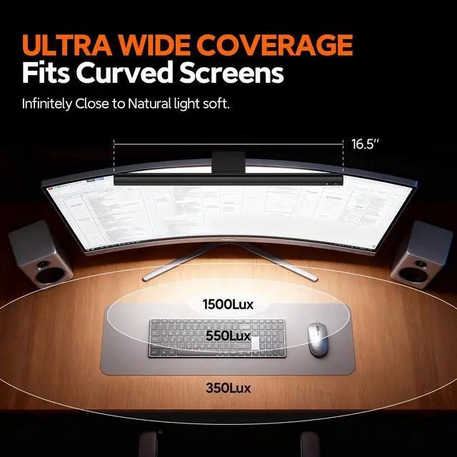 Alt view image 9 of 13 - Monitor Light Bar, Eye-Care USB Computer Lamp Dimmable Screen Light Bar, Fit for All Monitor with Wireless Controller, Backlight, No Screen Glare, Space Saving for Home Office Gaming Desk Light