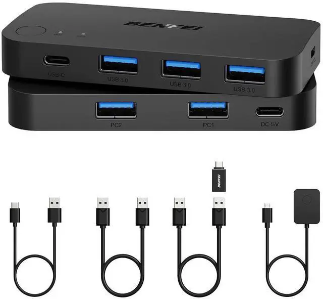 Alt view image 8 of 14 - USB 3.0 Switch, USB Switcher 2 Computers Share 3*USB 3.0 and 1*USB C with Remote Control for PC Mouse Keyboard Printer Scanner, USB KVM Switch Selector Compatible with Windows, Mac, Linux