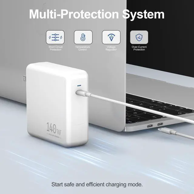 Alt view image 13 of 14 - 140W USB C Laptop Fast Charger, Compatible with MacBook Air MacBook Pro, M2 M3 M4 M5, iPad Pro, iPhone,Galaxy S25, Include Charge Cable-USB C to C