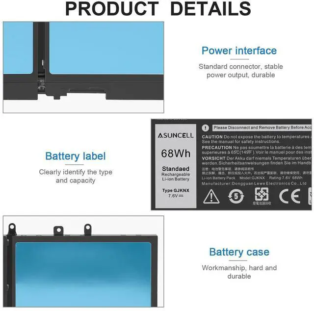 Alt view image 13 of 14 - 68WH 7.6V Battery Replacement For Dell Latitude 5480 5580 5490 5491 5580 5590 5591 5280 5288 5488 5491 5495 E5480 E5580 E5490 E5590 Precision 3520 3530 Series GD1JP 0GD1JP DY9NT 5YHR4 451-BBZG