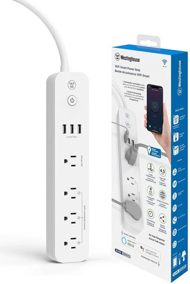 Alt view image 8 of 14 - 94012 WH-320 Wi-Fi Smart Power Strip, Compatible with Alexa, Google Home & IFTT, No Hub Required, White