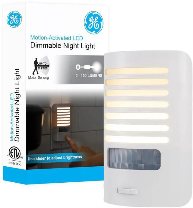 Alt view image 7 of 11 - LED Night Light, Motion Sensing, Dimmable, Louver Shade, White, Plug-in, UL-Certified, Ideal Nightlight for Bedroom, Bathroom, Kitchen, Hallway and More, 67555