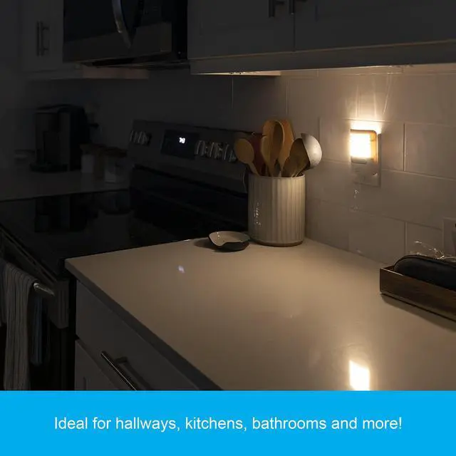 Alt view image 11 of 11 - LED Night Light, Motion Sensing, Dimmable, Louver Shade, White, Plug-in, UL-Certified, Ideal Nightlight for Bedroom, Bathroom, Kitchen, Hallway and More, 67555
