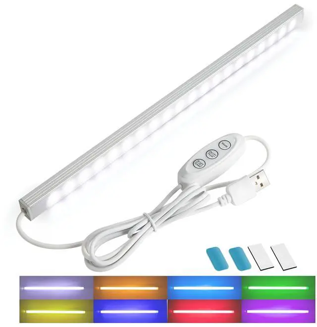 Alt view image 8 of 12 - RGB Light Bar with Color Memory & Dimmable Brightness for Monitor/Desk, Under Cabinet Lights with 8 Colors & Dynamic Modes, Magnetic Installation for Kitchen, Room, Shelf, USB Powered