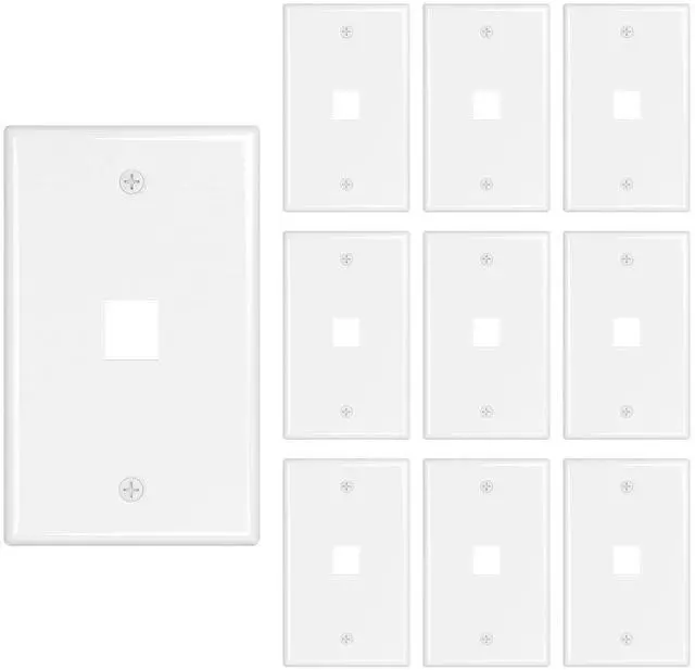 Alt view image 8 of 14 - 1-Port Keystone Wall Plate 10-Pack, Low Profile Ethernet Wall Plates for Keystone Jack, White