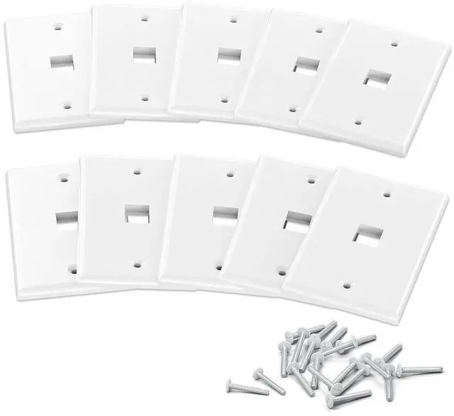 Alt view image 14 of 14 - 1-Port Keystone Wall Plate 10-Pack, Low Profile Ethernet Wall Plates for Keystone Jack, White