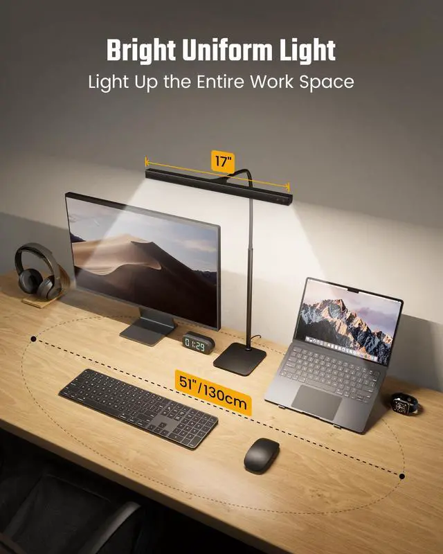 Alt view image 9 of 14 - LED Desk Lamp for Home Office, Eye-Caring Desk Light with Base, 12W Touch Control 3 Colors Dimmable Brightness, Gooseneck Architect Lamp for Computer Monitor Reading Workbench, Black