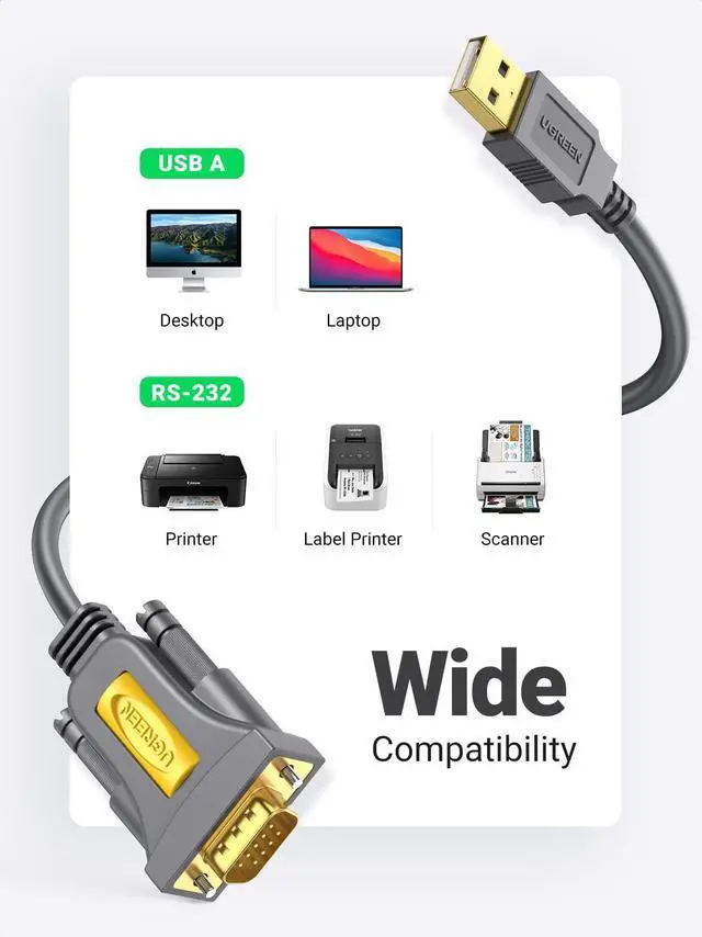 Alt view image 9 of 14 - 6ft USB to Serial Adapter, Serial to USB Adapter DB9 Male 9 Pin with PL2303 Chipset, PVC Jacket, RS232 to USB Cable for Windows 11 10 8.1 8 7 XP Vista, Mac OS, Linux