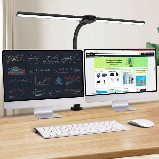 Alt view image 8 of 14 - Double Head LED Desk Lamp, Architect Desk Lamps for Home Office, 24W Brightest Workbench Office Lighting-5 Color Modes and 5 Dimmable Eye Protection Modern Desk Lamp for Monitor Reading