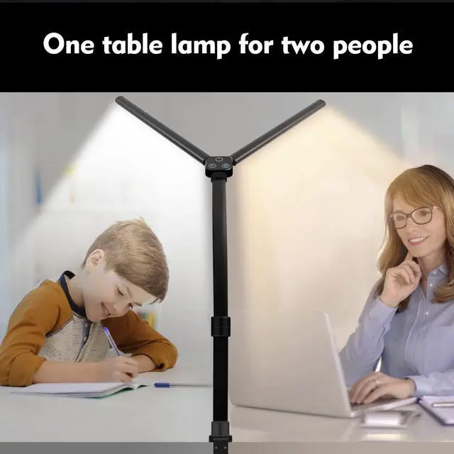 Alt view image 14 of 14 - Double Head LED Desk Lamp, Architect Desk Lamps for Home Office, 24W Brightest Workbench Office Lighting-5 Color Modes and 5 Dimmable Eye Protection Modern Desk Lamp for Monitor Reading
