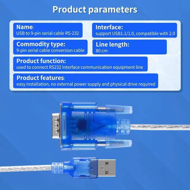 Alt view image 12 of 14 - USB 2.0 to Serial DB-9 RS232 Adapter, Windows 7/8/10/11/32/64/XP/RS232 to USB Converter