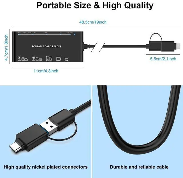 Alt view image 14 of 14 - USB C USB3.0 Multi Card Reader for SD, CF, Micro SD, XD, MS Cards - 7 in 1 Adapter Hub for Windows, Mac, Linux, Android